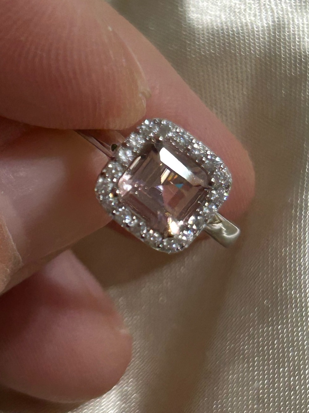 Sterling Silver Ring with Morganite Cz Size 5 NWT
